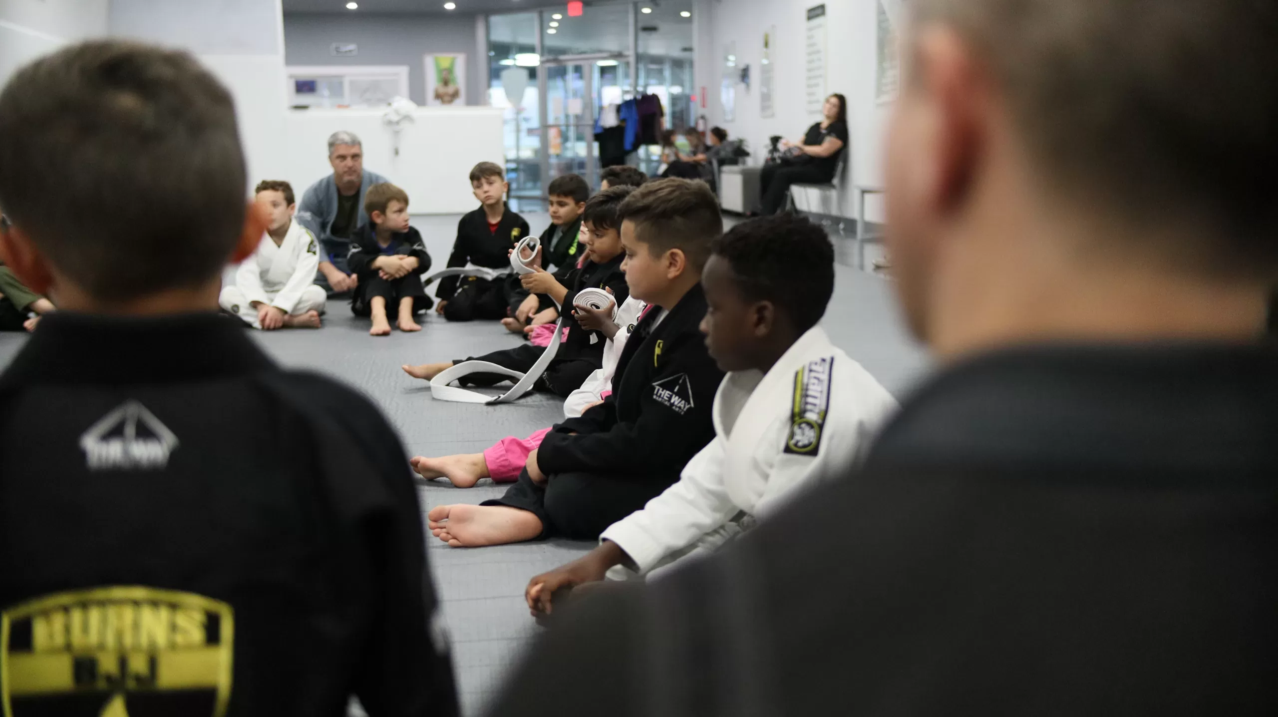 Children participating in a Kids BJJ class at The Way Martial Arts, near Boynton Beach and Palm Beach.